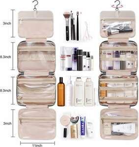 Bolsa de Aseo de Viaje Impermeable con Logotipo Personalizado Rosa, Organizador Elegante para Maquillaje, Cosméticos y Artículos de Aseo Diarios Durante Viajes - Product Image 4