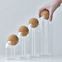 Bocaux hermétiques transparentes en verre Borosilicate, pour le stockage des aliments, le lot de 10 pièces, couvercle en liège, produit de qualité supérieure
