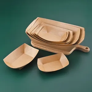 Caja de barco de picnic de papel Kraft creativo desechable puesto de aperitivos pollo frito barbacoa patatas fritas platos de papel desechables cuencos