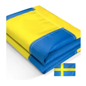 Promotional Cheap High Quality 100% Polyester Sublimation Outdoor Custom Sewing 3x5 ft Embroidery Sweden Flag Banner