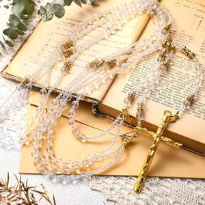 수제 종교 유리 구슬 웨딩 올가미 목걸이 110cm 신부와 신랑을위한 다기능 결혼식 묵주 선물 - Product Image 6