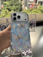 Étui magnétique à paillettes simple et élégant, coque de téléphone transparente à paillettes imprimées avec boutons indépendants