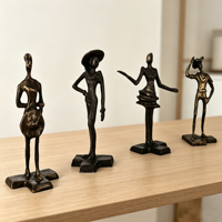 Ensemble de figurines abstraites en fonte moderne, 1 pièce, statues humaines artistiques, décoration de table rustique en métal fait main, étagère de bureau