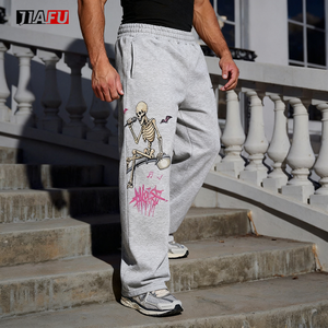 <span class=keywords><strong>Pantaloni</strong></span> Sportivi Unisex in Cotone <span class=keywords><strong>con</strong></span> Logo Personalizzato, Gamba Larga, Vita Elastica, Stile Vintage - Product Image 1