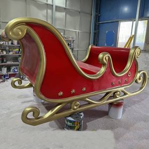 Usine populaire fait à la main vie grande décoration de noël traîneau <span class=keywords><strong>du</strong></span> père noël avec sculpture de renne produits en fibre de verre - Product Image 2