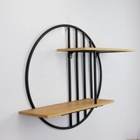 Supports muraux en bois, pour cadre en fer créatif, de Style campagnard américain, pour exposition, en forme de Triangle rond, étagères de rangement, plateaux