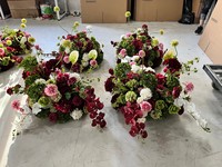 H497 Bourgogne Vente en gros Personnalisable Arrangements floraux au sol en fleurs de soie Centres de table Mariage vintage automne tons foncés