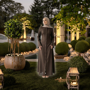 Abaya Islámica Elegante y Modesta para Mujer, Marca Loriya, Larga hasta el Suelo, para Primavera, Verano y Otoño, Transpirable, con Botones y Lazos en la Espalda, Ideal para Bodas - Product Image 2