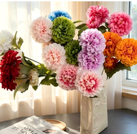 Fleurs de Dahlia artificielles réalistes faites à la main en soie et plastique, à 3 têtes, pour mariage, Saint-Valentin, auditorium, décoration intérieure, vente en gros