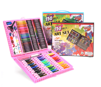 Haute qualité non toxique enfants boîtier en plastique aquarelle stylo couleur crayon 208 pièces Art dessin peinture ensemble avec chevalet Kit