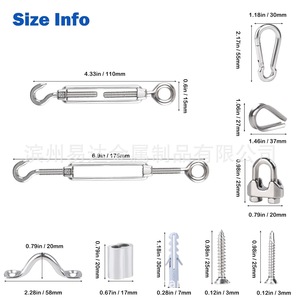 Kit de cable de acero inoxidable de 6 mm y 10 m con tensores, ganchos y conectores para uso general - Product Image 5
