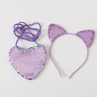 Oreilles de chat Bandeau pour enfants Paillettes de dessin animé Sweet Princess Small Change Bag Heart bag set