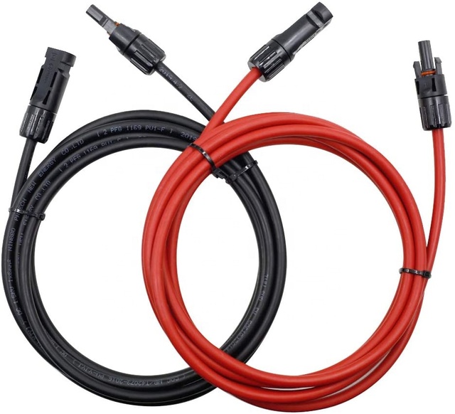 RoHS High Voltage 1500V XLPE Insulated PVC Jacket Solar Cable 4-6mm2 SAE MC Connector 30A Rated Current Solar Panel Copper Power