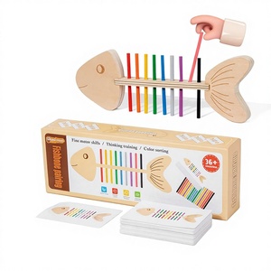 Giocattolo Educativo Montessori in Legno per l'Apprendimento Precoce dei Colori e l'Abbinamento a Forma di Lisca di Pesce per <span class=keywords><strong>Bambini</strong></span> - Product Image 1