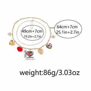 Collier Bohème en Alliage avec Goutte d'Huile, Pendentif Multi-Cœurs, Chaîne à Empiler Double Couche pour Femme - Product Image 2