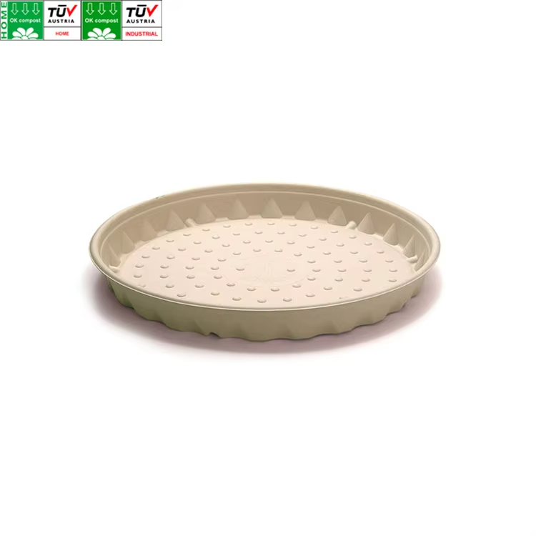 SKU-09Assiette à pizza en bagasse naturelle