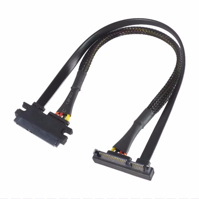 Male to Female 90 Degree SATA Extension Cable SATA 6Gb/s 22 Pin 7+15 Pin PVC Housing IP66 Rated HDD Power