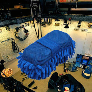 Guantes de lavado de coches de microfibra de gran tamaño y toalla de lavado a mano herramienta de esponja de limpieza de ventanas de carrocería multiusos con diseño Coral - Product Image 3