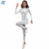 Ensemble de ski sans couture pour femmes, 2 pièces, tricoté, haute élasticité, pour yoga et entraînement, tenue athlétique intégrale pour le sport