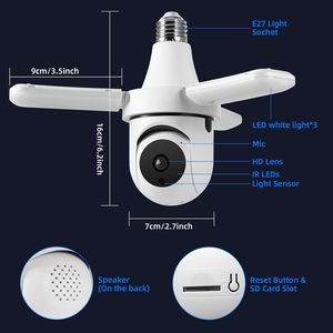 กล้องวงจรปิดภายในบ้านแบบพับได้สามใบพัด WAKADO ปี 2025 ความละเอียด 1080P 2MP หลอดไฟ E27 พร้อมไฟส่องสว่าง WiFi ในตัว รองรับเสียงสองทาง PTZ - Product Image 2