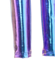 Girls Metallic Dance Jumpsuit Rhinestone <b>Mesh</b> Mock Neck Ruffle Sleeve <b>Unitard</b> Jazz Contemporary Stage Performance Competition - Product Image 5