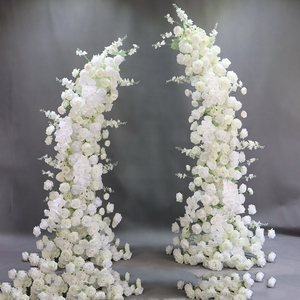 Arche de fleurs blanches en soie pour toile de fond de mariage, arrangement floral en trompette, décoration - Product Image 1