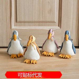 Butée de porte décorative en tissu, motif canard de dessin animé, en forme de pouf de sable fin, animal mignon, coupe-vent, anti-collision, pour usage domestique - Product Image 5
