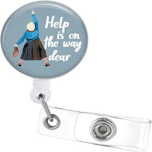 Fun nurse badge <b>clips</b> available now! Help is on the Way! Dear retractable name tag with easy-pull <b>buckle</b> wholesale. - Product Image 1