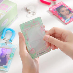 Custom Cartoon Kpop Photo Clip Ins <b>Keychain</b> Set Double-Sided UV Printed Acrylic ID Card Holder <b>Anime</b> Waterproof Lightweight - Product Image 4
