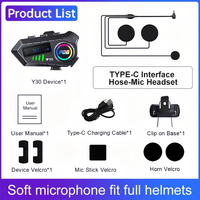 Nouveau casque talkie-walkie sans fil Y30 pour moto, étanche, avec suppression du bruit, radio FM et effet lumineux cool