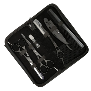 Professional <b>Nail</b> Scissors Set Straight Blade Thinning Scissors <b>Kit</b> Comb Cape Foldable Steel Handle Stainless Steel Durable - Product Image 1