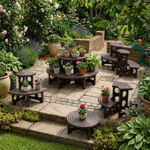 Étagères robustes en plastique durable à 2 niveaux pour plantes d'intérieur et d'extérieur, jardin, balcon - Product Image 6