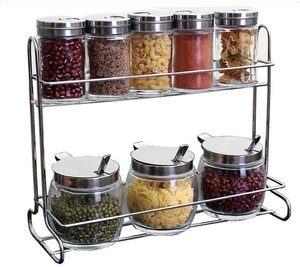 Bộ 4 chai dầu giấm thủy tinh trong suốt có vòi rót, kèm 3 nắp tre và giá gỗ đựng thìa, lọ đựng gia vị trang trí - Product Image 4