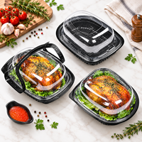 Barquettes jetables en PP, contenants alimentaires à emporter, boîtes en plastique pour poulet rôti, boîtes pour côtes de bœuf avec couvercle