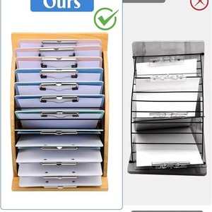 Wooden Document Organizer 8 Tier Desk <b>File</b> Rack Office Paper <b>Storage</b> Holder Rectangle Standing Type Multipurpose - Product Image 1