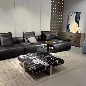 Tavolino quadrato in marmo massello moderno italiano con struttura in ferro da soggiorno di varie dimensioni stile di design di fascia alta marchio Tuochen - Product Image 4