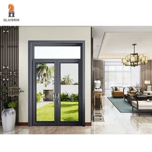 Masuk kaca ganda termal, desain grafis aluminium komersial minimalis pintu kaca baja tahan karat Villa paduan aluminium Modern