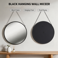 Miroir mural rond en métal noir, fabrication directe d'usine, miroir rond moderne minimaliste, OEM ODM pour la salle de bain, la chambre à coucher, l'entrée, décoration