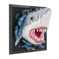 <strong>3D</strong> Shark Mural Pixel Building Blocks Set, Mini Micro Plastic Model Bricks Toy, Custom <strong>Wall</strong> Art Puzzle Kit for Kids & Adults