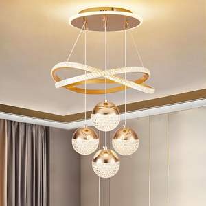 Lustres en cristal LED en fer, aluminium et acrylique, décoration minimaliste nordique de luxe pour la maison, éclairage pour café, <span class=keywords><strong>restaurant</strong></span>, hôtel, salon - Product Image 2