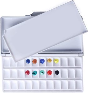 MEEDEN – <span class=keywords><strong>Palette</strong></span> d'<span class=keywords><strong>aquarelle</strong></span> étanche à l'air, plateau de peinture de voyage avec une <span class=keywords><strong>grande</strong></span> surface de mélange, <span class=keywords><strong>Palette</strong></span> noire pliante de 33 puits - Product Image 1