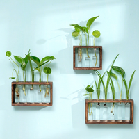 Nouveau style de terrarium suspendu en verre transparent à double étage pour la décoration intérieure, vases hydroponiques en verre et en cristal, vase mural en tube à essai