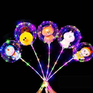 Bán buôn 20 inch trong suốt sáng đêm đầy màu sắc LED ánh sáng Bobo bóng với thanh Ngày Valentine phụ kiện - Product Image 2