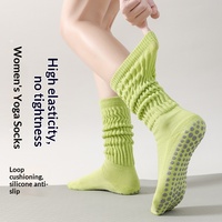 Chaussettes longues personnalisées antidérapantes à effet froncé pour mollets, idéales pour l'entraînement sportif, le Pilates et le yoga, tricotées pour l'automne, avec revers sans couture, ODM