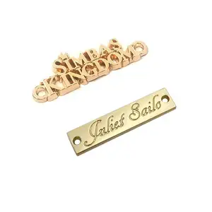 Custom 3D Metal Logo Design Brand Letters Plating Metal Clothing Metal Label For Handbags Clothes