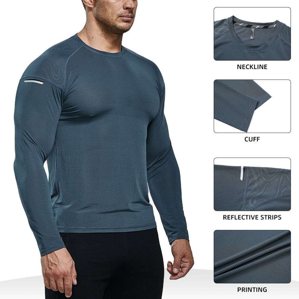 Compression T-shirt Base Layer Mens Skin Tight Sport T-shirts Men  Compression Shirt Fitness With Long Sleeves Blank Design
