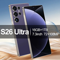 Smartphone S26 Ultra 5G 16 Go + 1 To Android 14 108 MP HD Écran OLED 7,3 pouces 120 Hz Double SIM Octa Core Charge rapide 65 W France Chine