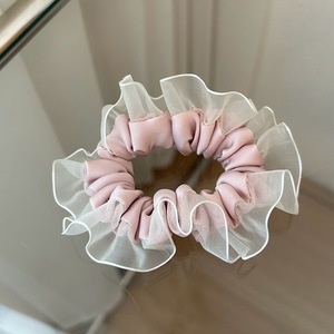 Chouchous pour cheveux pour femmes en organza, dentelle et satin, à motifs géométriques, élastiques, pour queue de cheval, accessoires d'été - Product Image 6