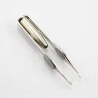 Brushed Stainless Steel Anti-Slip Grip Magnifier LED Light Eyebrow Hair Removal Plucking Tweezers