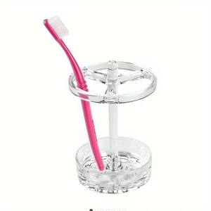 Transparent <b>Toothbrush</b> <b>Holder</b> With 4 Hole Design Desktop Cosmetic Organizer For Personal Care Products - Product Image 1
